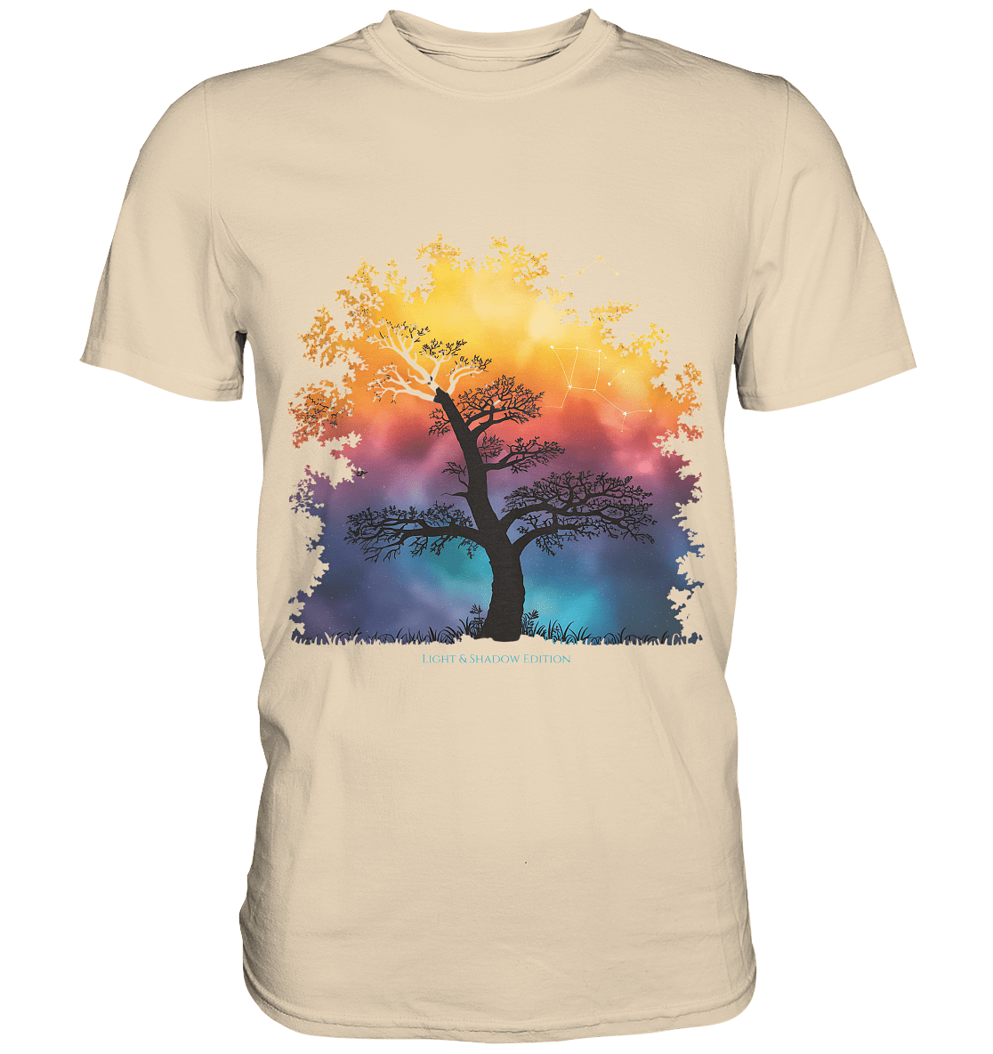 Licht & Schatten – Magische Baumlandschaft mit Sternbild - Premium Shirt | Unisex - Shirts | Dark Shadows Arts