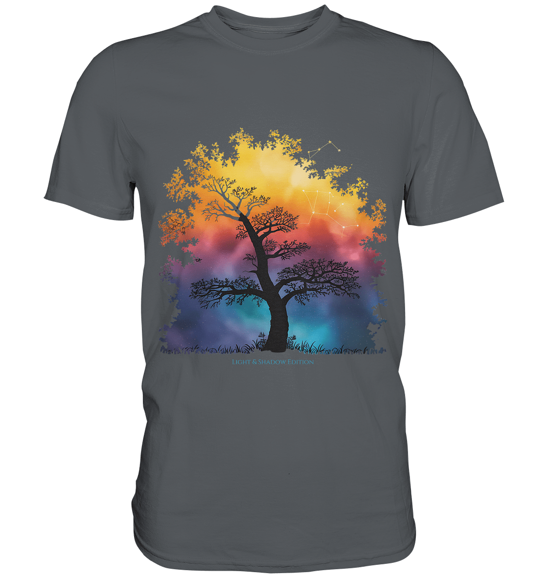 Licht & Schatten – Magische Baumlandschaft mit Sternbild - Premium Shirt | Unisex - Shirts | Dark Shadows Arts