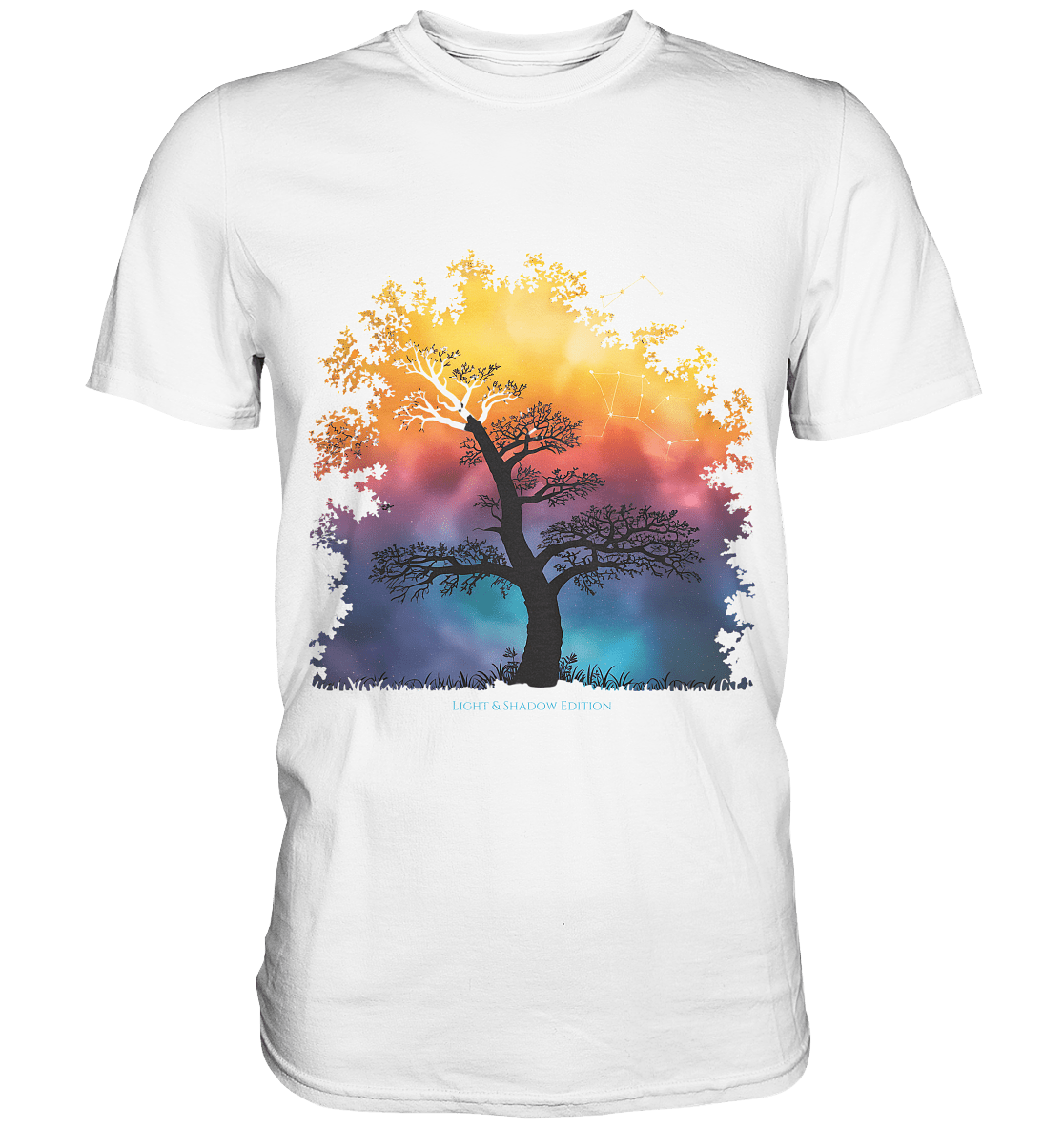 Licht & Schatten – Magische Baumlandschaft mit Sternbild - Premium Shirt | Unisex - Shirts | Dark Shadows Arts
