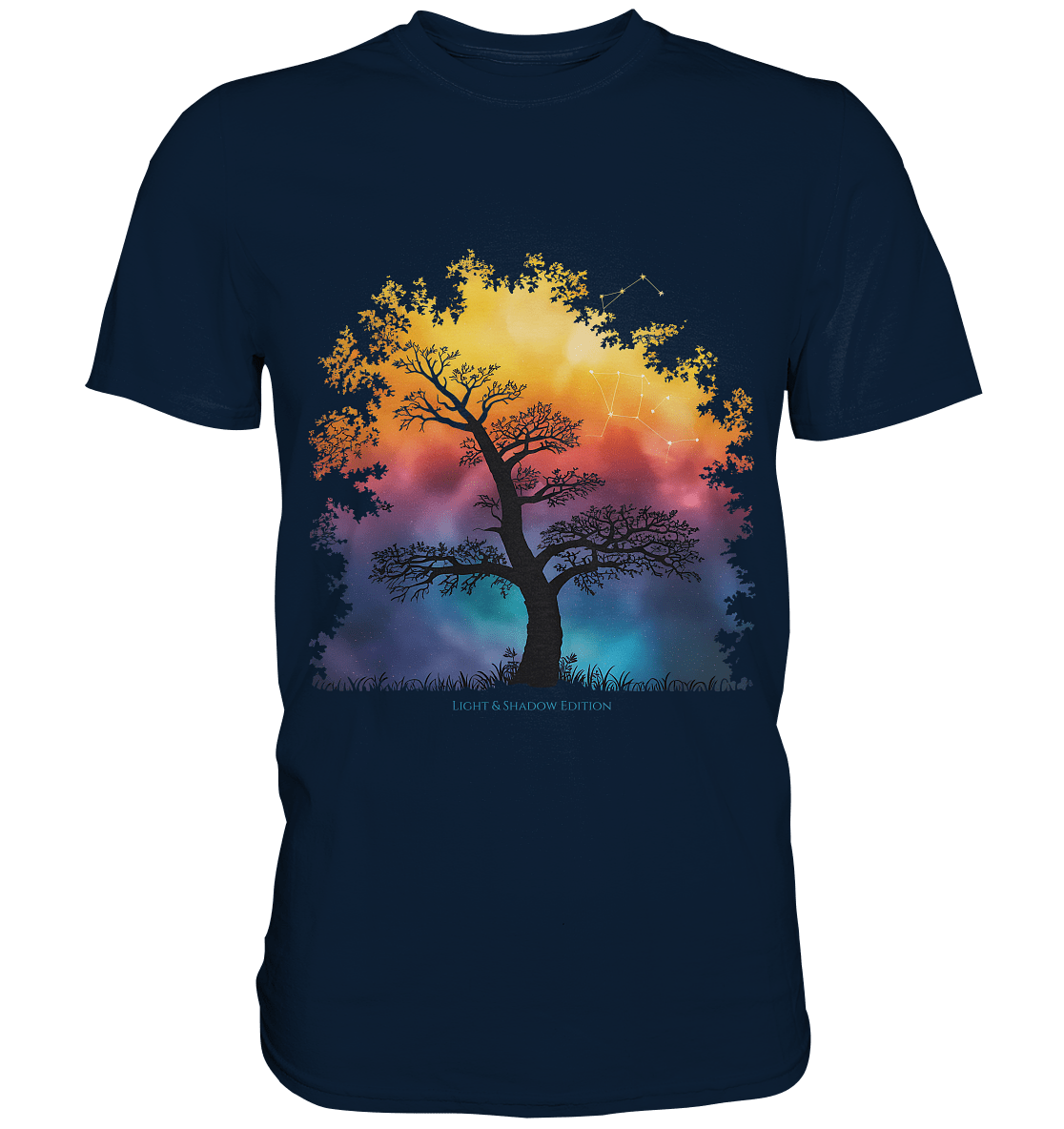 Licht & Schatten – Magische Baumlandschaft mit Sternbild - Premium Shirt | Unisex - Shirts | Dark Shadows Arts