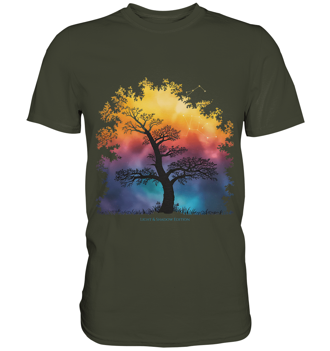 Licht & Schatten – Magische Baumlandschaft mit Sternbild - Premium Shirt | Unisex - Shirts | Dark Shadows Arts