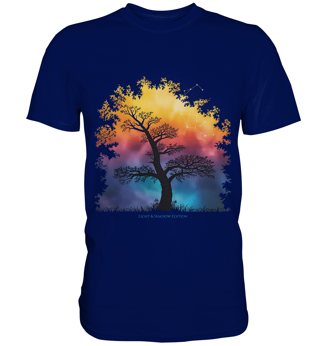 Licht & Schatten – Magische Baumlandschaft mit Sternbild - Premium Shirt | Unisex - Shirts | Dark Shadows Arts