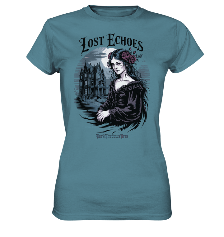 Lost Echoes – Geisterhafte Schönheit vor verlassener Villa im Gothic - Stil - Ladies Premium Shirt | Lady - Shirts | Dark Shadows Arts