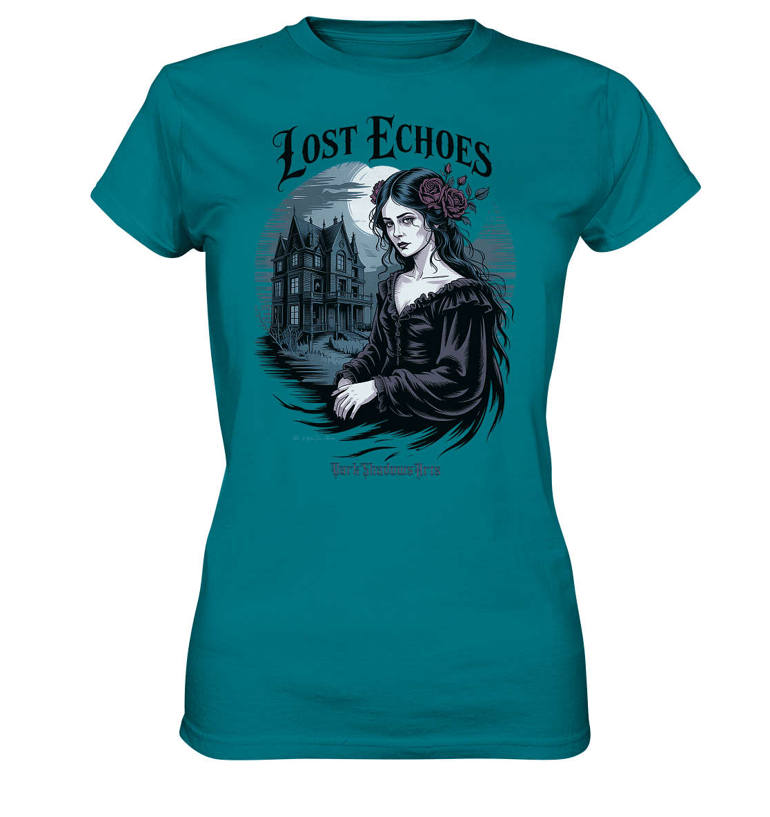 Lost Echoes – Geisterhafte Schönheit vor verlassener Villa im Gothic - Stil - Ladies Premium Shirt | Lady - Shirts | Dark Shadows Arts