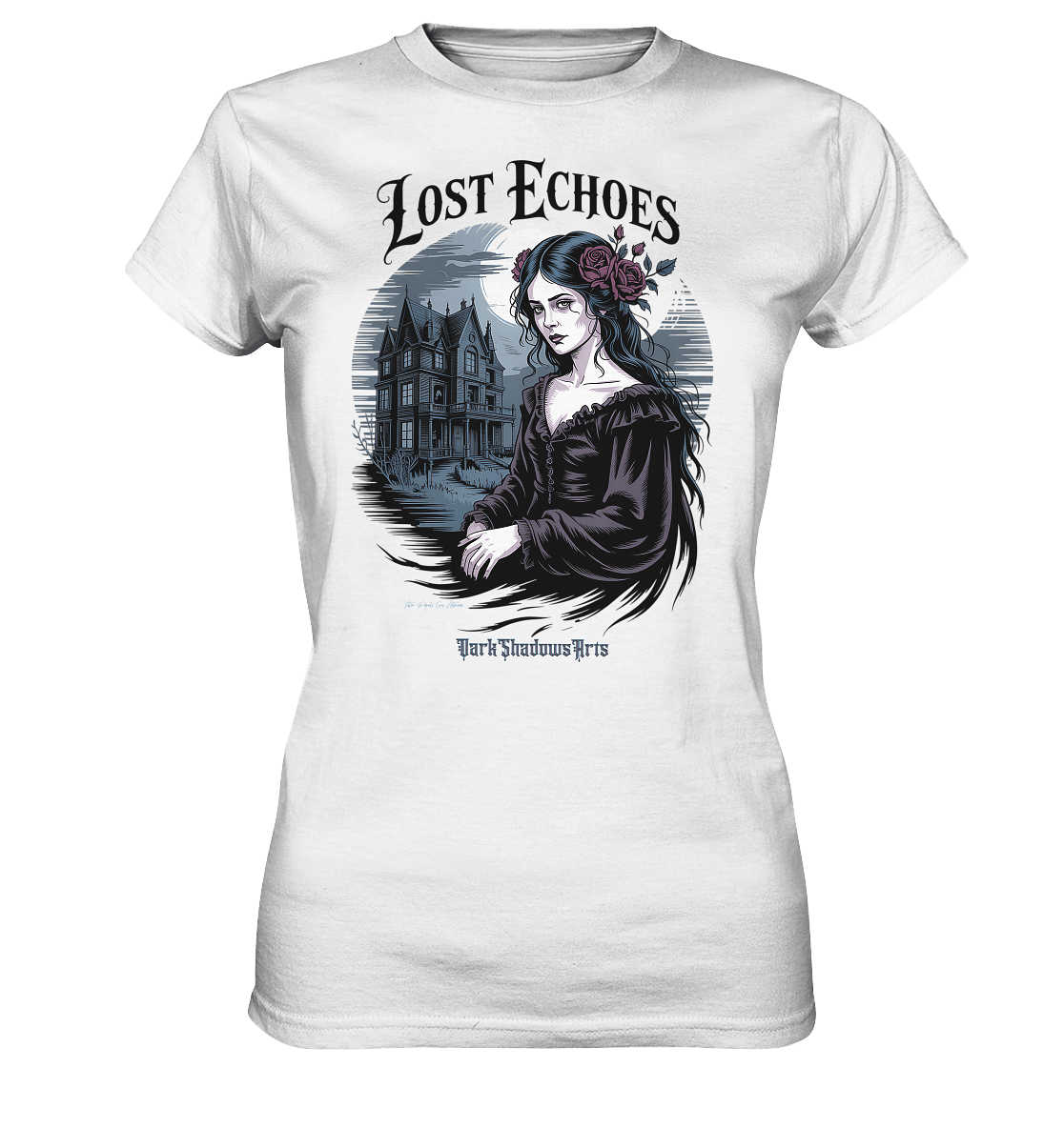 Lost Echoes – Geisterhafte Schönheit vor verlassener Villa im Gothic - Stil - Ladies Premium Shirt | Lady - Shirts | Dark Shadows Arts