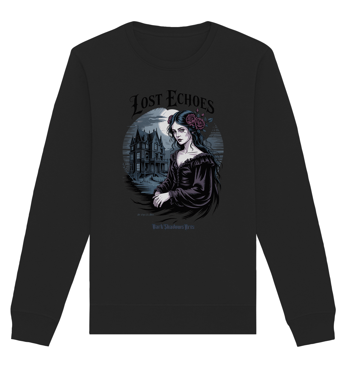 Lost Echoes – Geisterhafte Schönheit vor verlassener Villa im Gothic - Stil - Organic Basic Unisex Sweatshirt | Sweatshirts | Dark Shadows Arts