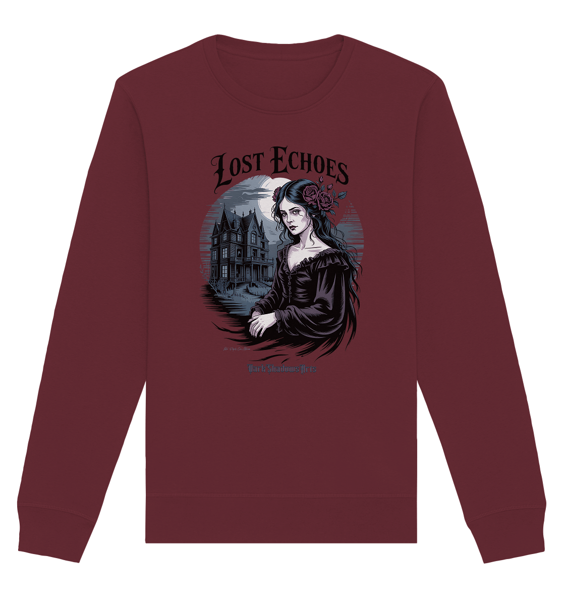 Lost Echoes – Geisterhafte Schönheit vor verlassener Villa im Gothic - Stil - Organic Basic Unisex Sweatshirt | Sweatshirts | Dark Shadows Arts
