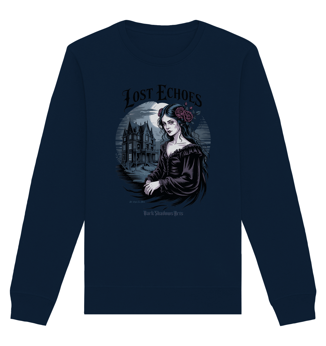 Lost Echoes – Geisterhafte Schönheit vor verlassener Villa im Gothic - Stil - Organic Basic Unisex Sweatshirt | Sweatshirts | Dark Shadows Arts