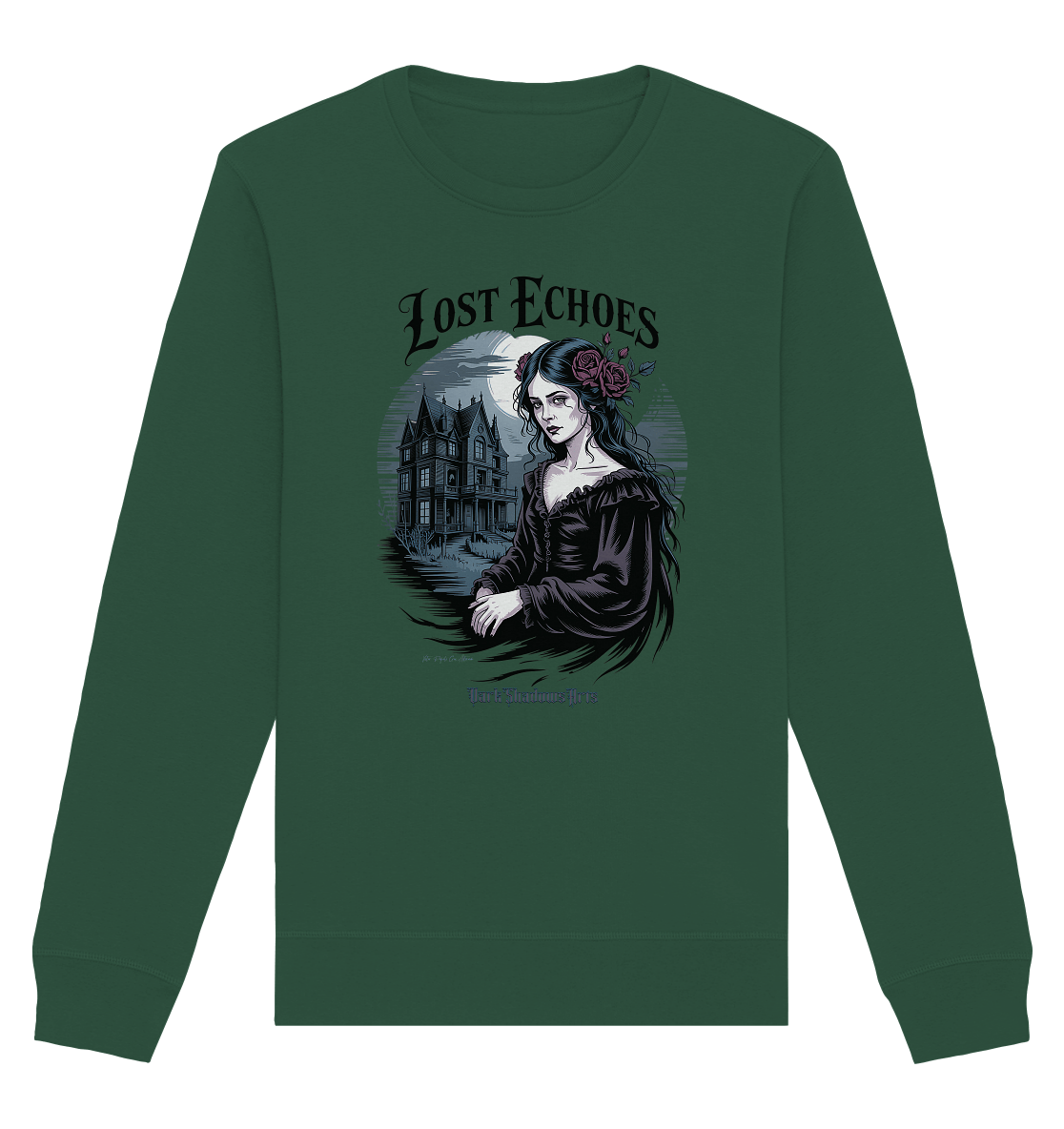 Lost Echoes – Geisterhafte Schönheit vor verlassener Villa im Gothic - Stil - Organic Basic Unisex Sweatshirt | Sweatshirts | Dark Shadows Arts
