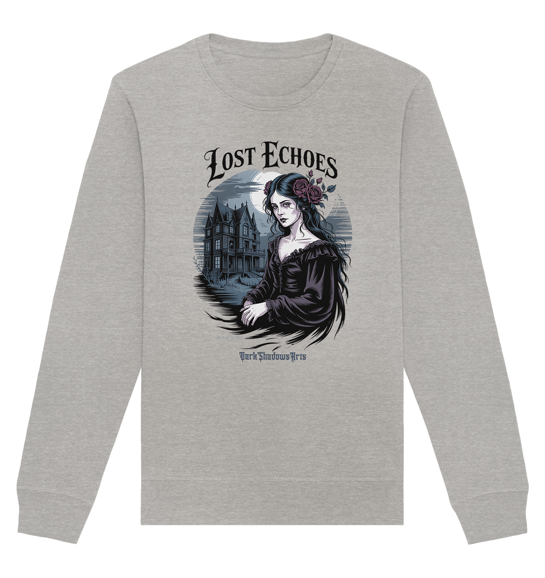 Lost Echoes – Geisterhafte Schönheit vor verlassener Villa im Gothic - Stil - Organic Basic Unisex Sweatshirt | Sweatshirts | Dark Shadows Arts