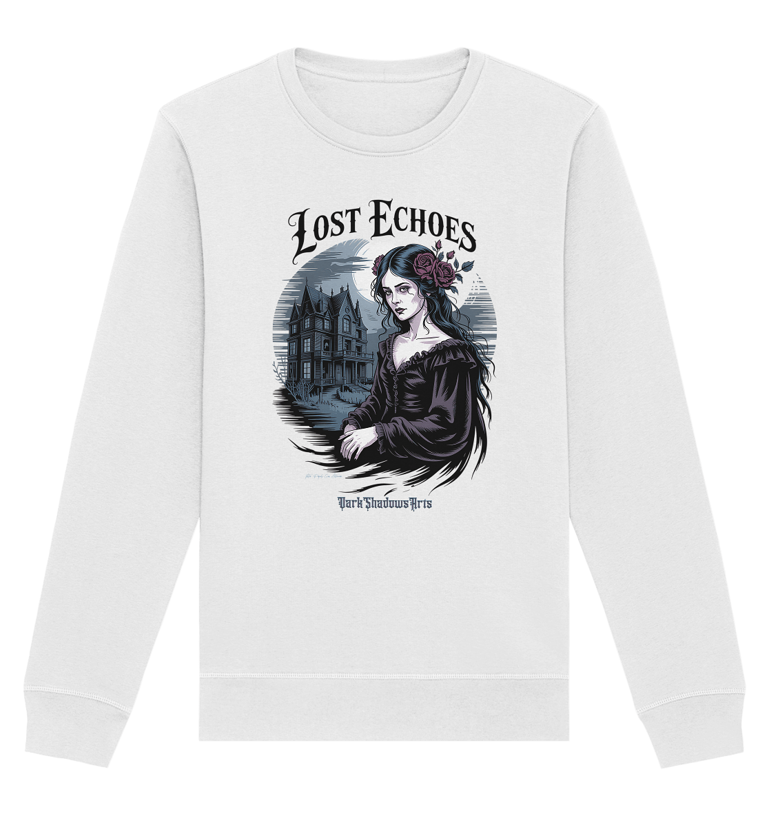 Lost Echoes – Geisterhafte Schönheit vor verlassener Villa im Gothic - Stil - Organic Basic Unisex Sweatshirt | Sweatshirts | Dark Shadows Arts