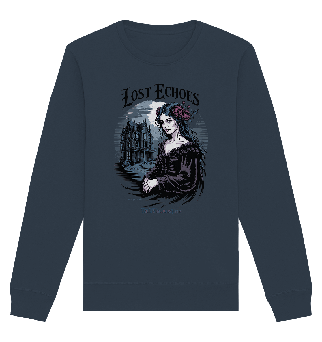 Lost Echoes – Geisterhafte Schönheit vor verlassener Villa im Gothic - Stil - Organic Basic Unisex Sweatshirt | Sweatshirts | Dark Shadows Arts