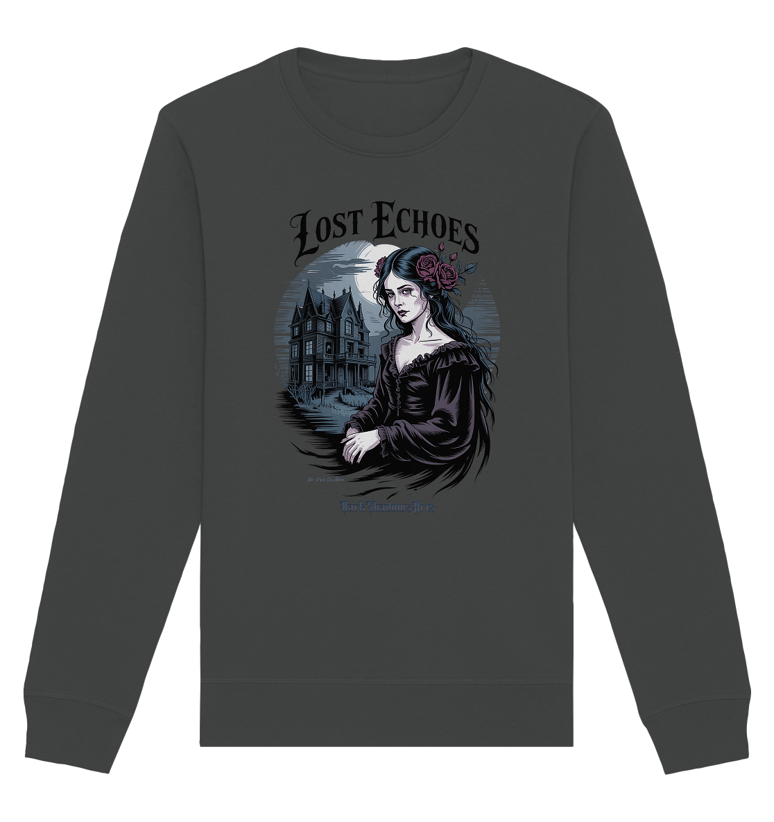 Lost Echoes – Geisterhafte Schönheit vor verlassener Villa im Gothic - Stil - Organic Basic Unisex Sweatshirt | Sweatshirts | Dark Shadows Arts