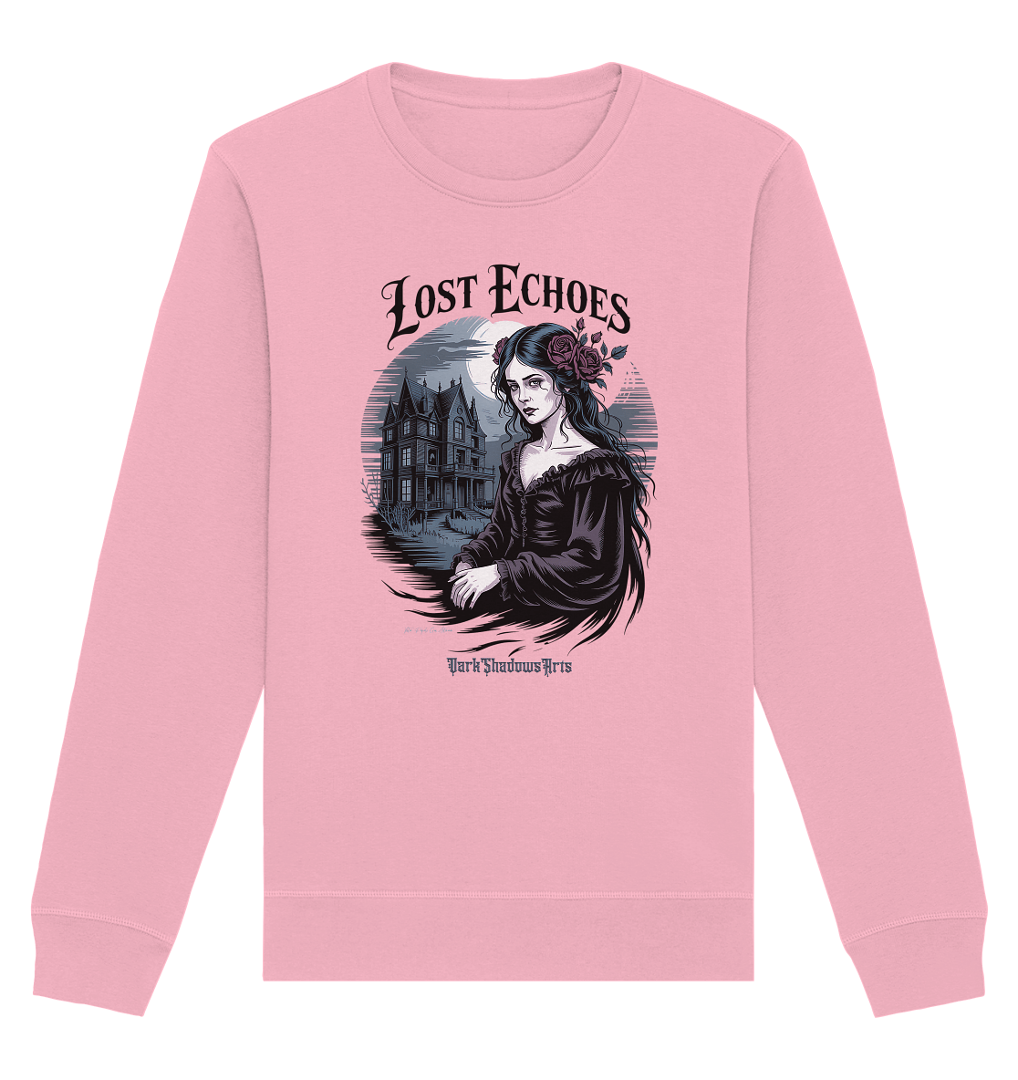 Lost Echoes – Geisterhafte Schönheit vor verlassener Villa im Gothic - Stil - Organic Basic Unisex Sweatshirt | Sweatshirts | Dark Shadows Arts