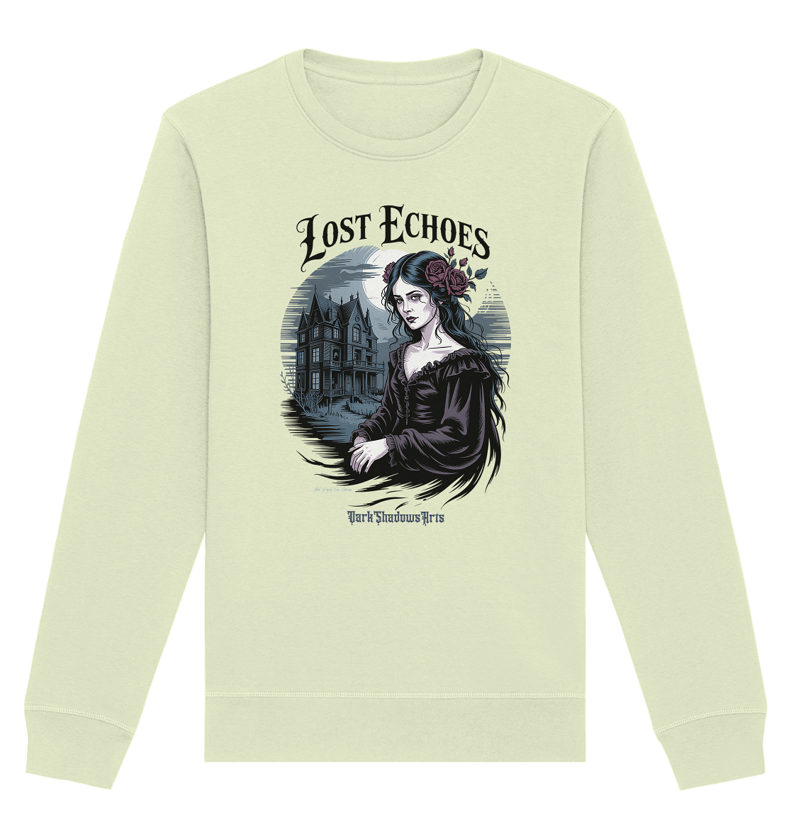 Lost Echoes – Geisterhafte Schönheit vor verlassener Villa im Gothic - Stil - Organic Basic Unisex Sweatshirt | Sweatshirts | Dark Shadows Arts