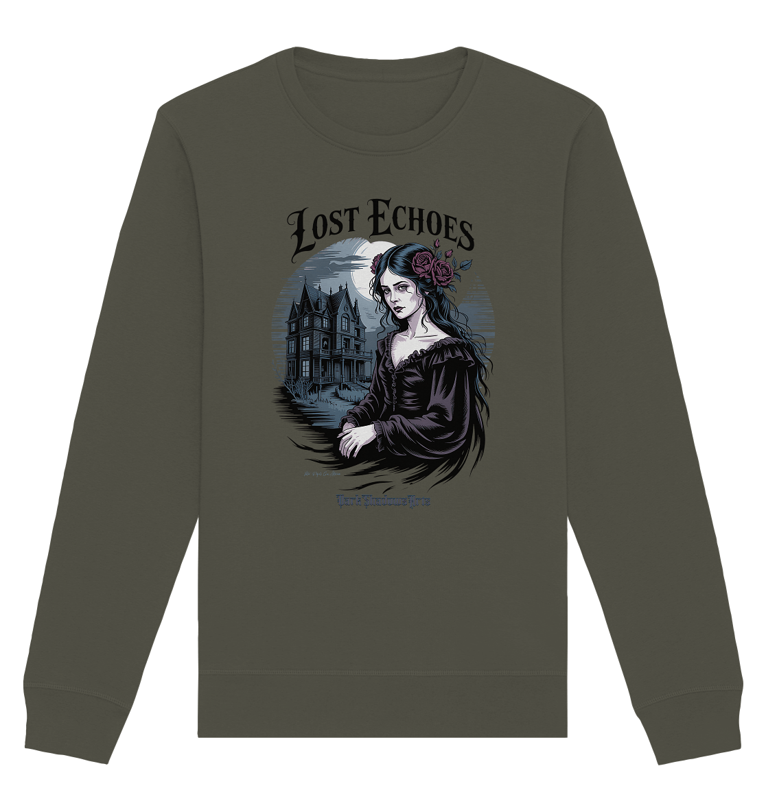 Lost Echoes – Geisterhafte Schönheit vor verlassener Villa im Gothic - Stil - Organic Basic Unisex Sweatshirt | Sweatshirts | Dark Shadows Arts