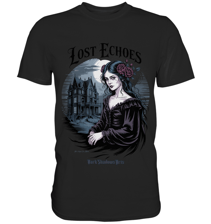 Lost Echoes – Geisterhafte Schönheit vor verlassener Villa im Gothic - Stil - Premium Shirt | Unisex - Shirts | Dark Shadows Arts
