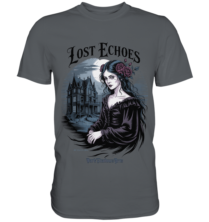 Lost Echoes – Geisterhafte Schönheit vor verlassener Villa im Gothic - Stil - Premium Shirt | Unisex - Shirts | Dark Shadows Arts