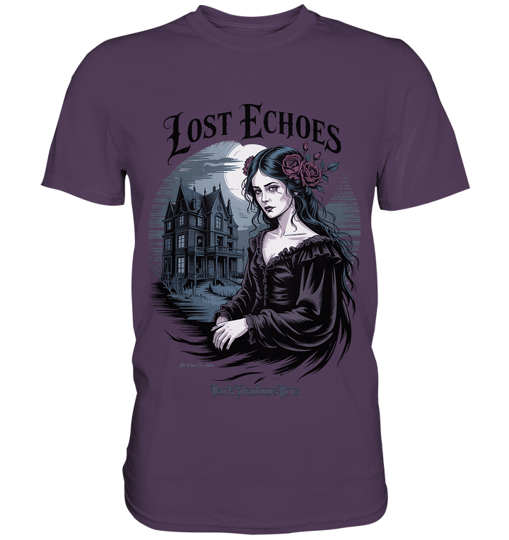 Lost Echoes – Geisterhafte Schönheit vor verlassener Villa im Gothic - Stil - Premium Shirt | Unisex - Shirts | Dark Shadows Arts