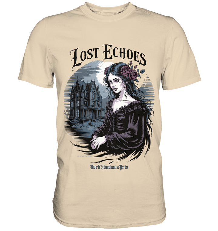 Lost Echoes – Geisterhafte Schönheit vor verlassener Villa im Gothic - Stil - Premium Shirt | Unisex - Shirts | Dark Shadows Arts