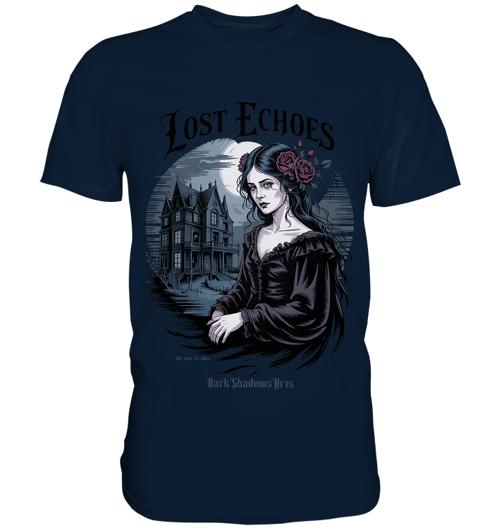 Lost Echoes – Geisterhafte Schönheit vor verlassener Villa im Gothic - Stil - Premium Shirt | Unisex - Shirts | Dark Shadows Arts