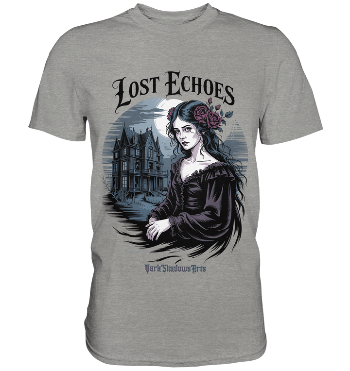 Lost Echoes – Geisterhafte Schönheit vor verlassener Villa im Gothic - Stil - Premium Shirt | Unisex - Shirts | Dark Shadows Arts