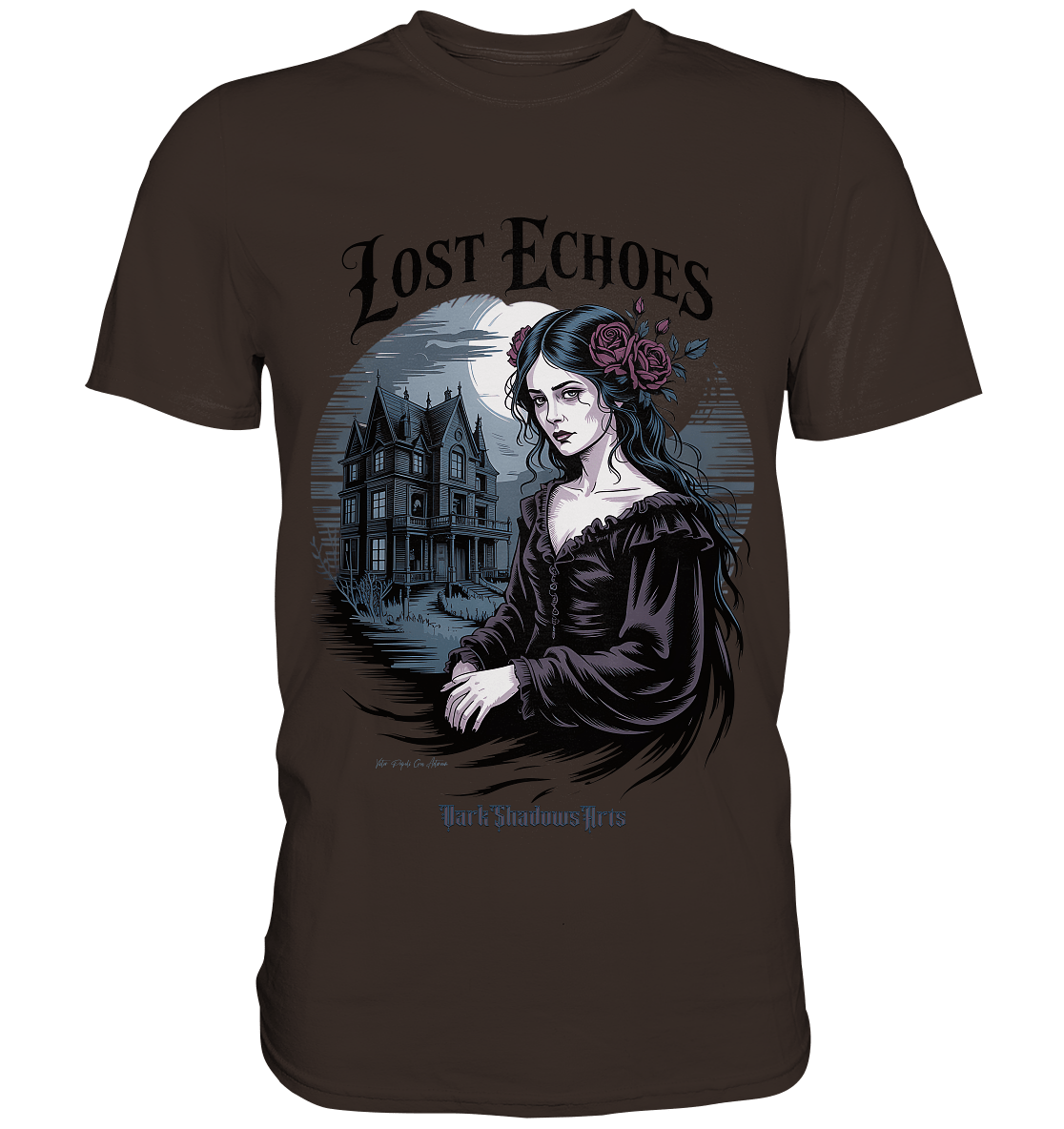 Lost Echoes – Geisterhafte Schönheit vor verlassener Villa im Gothic - Stil - Premium Shirt | Unisex - Shirts | Dark Shadows Arts