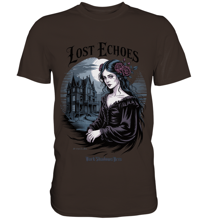 Lost Echoes – Geisterhafte Schönheit vor verlassener Villa im Gothic - Stil - Premium Shirt | Unisex - Shirts | Dark Shadows Arts