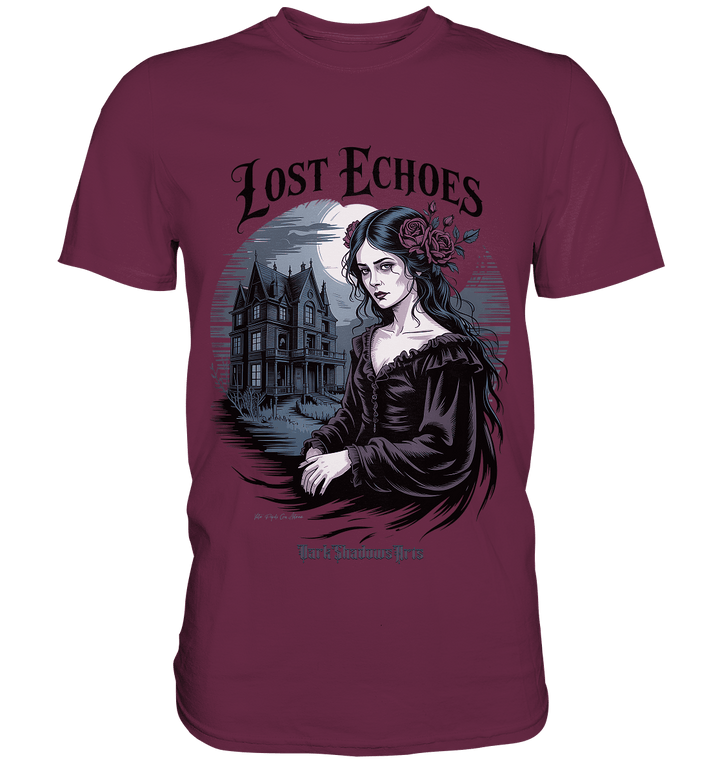 Lost Echoes – Geisterhafte Schönheit vor verlassener Villa im Gothic - Stil - Premium Shirt | Unisex - Shirts | Dark Shadows Arts