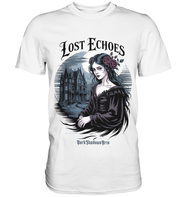 Lost Echoes – Geisterhafte Schönheit vor verlassener Villa im Gothic - Stil - Premium Shirt | Unisex - Shirts | Dark Shadows Arts