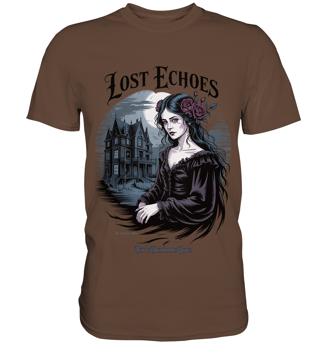 Lost Echoes – Geisterhafte Schönheit vor verlassener Villa im Gothic - Stil - Premium Shirt | Unisex - Shirts | Dark Shadows Arts