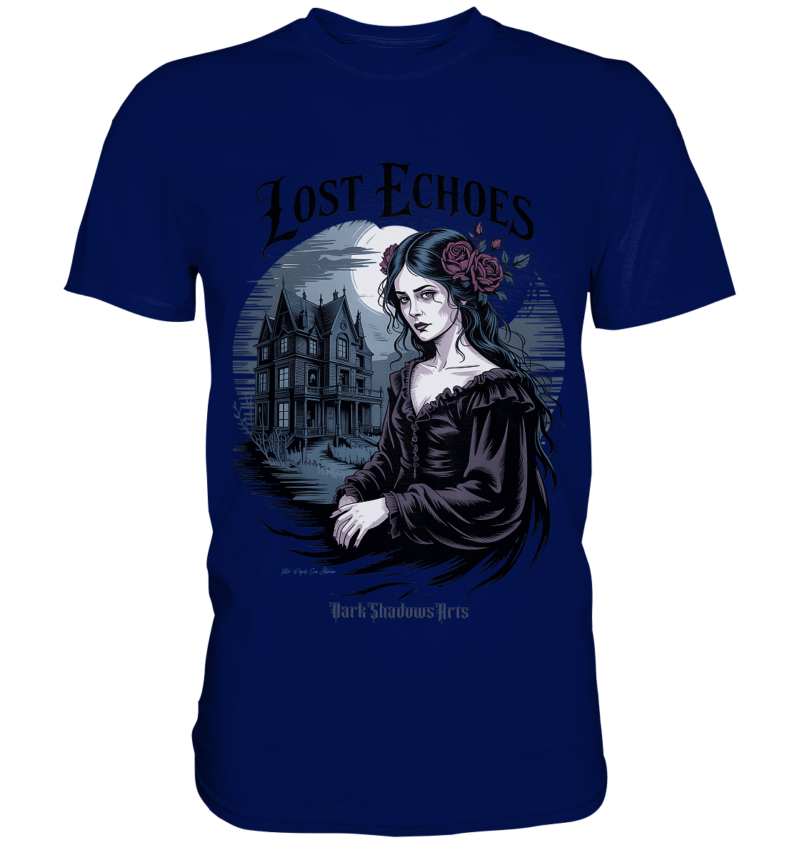 Lost Echoes – Geisterhafte Schönheit vor verlassener Villa im Gothic - Stil - Premium Shirt | Unisex - Shirts | Dark Shadows Arts