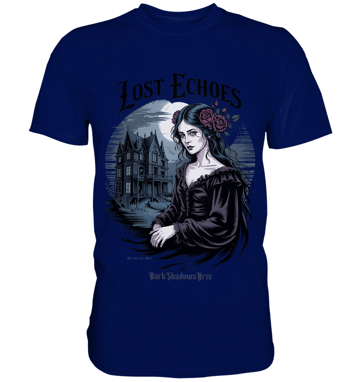 Lost Echoes – Geisterhafte Schönheit vor verlassener Villa im Gothic - Stil - Premium Shirt | Unisex - Shirts | Dark Shadows Arts
