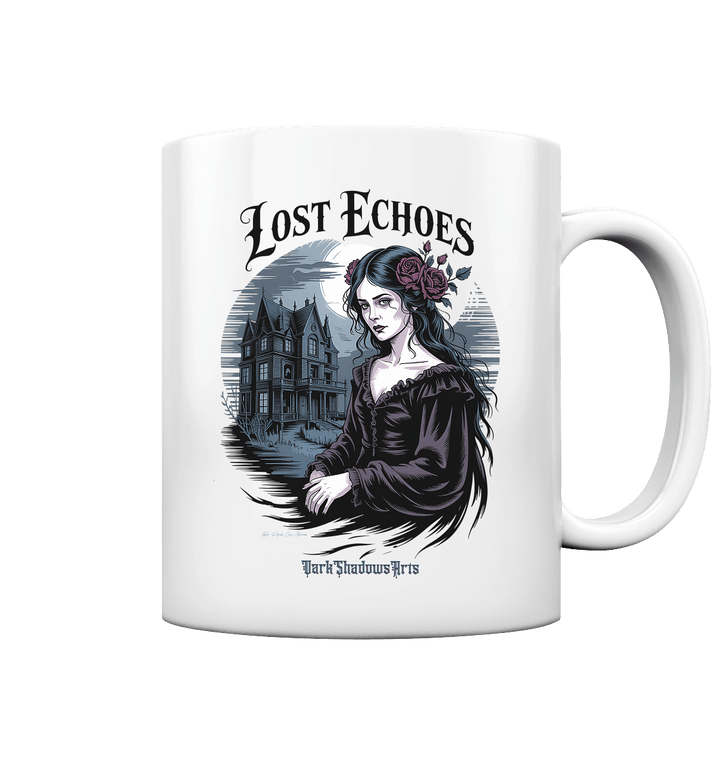 Lost Echoes – Geisterhafte Schönheit vor verlassener Villa im Gothic - Stil - Tasse glossy | Trinkgefäße | Dark Shadows Arts