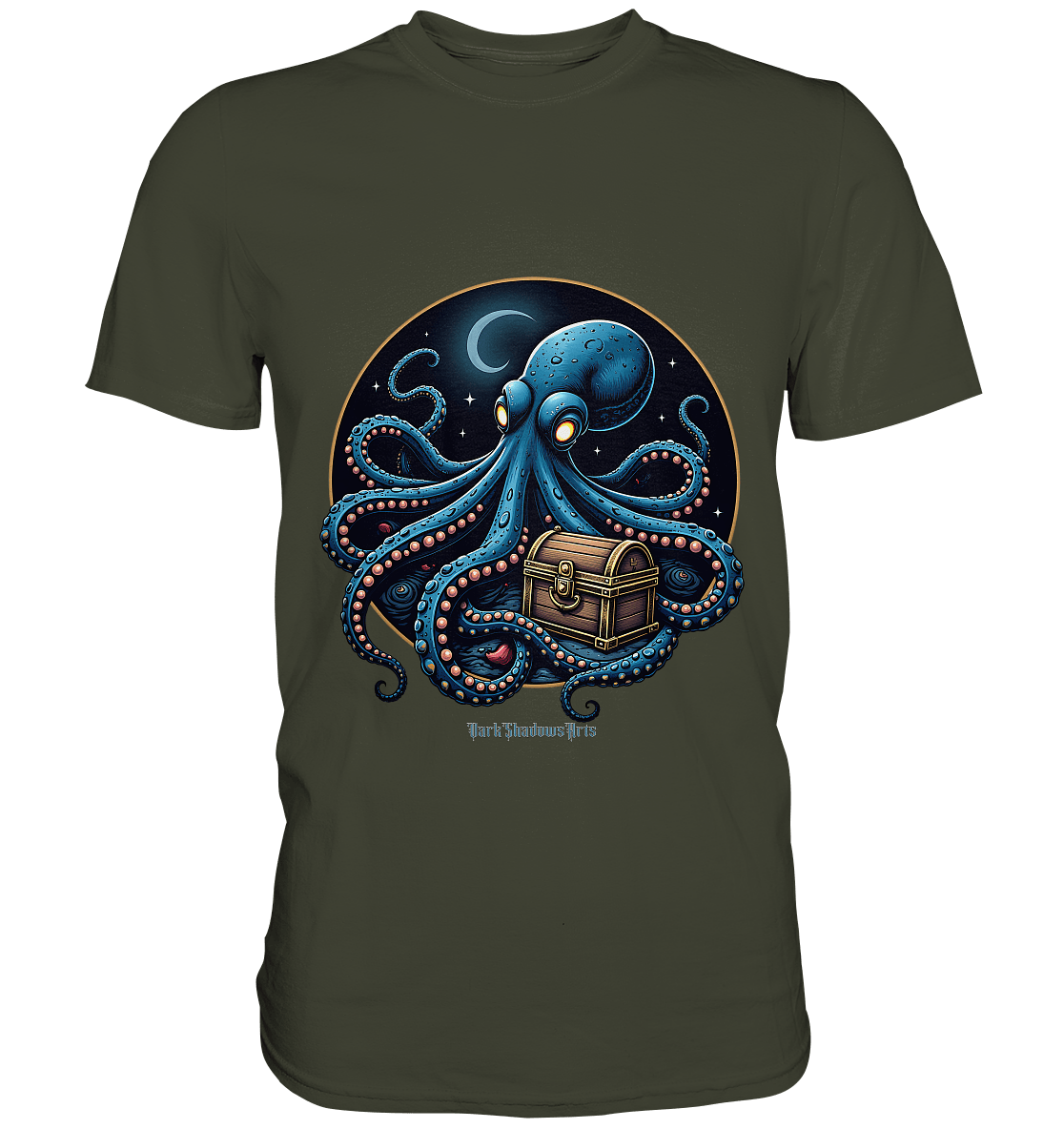 Majestätischer Tintenfisch – Hüter der Schatzkiste - Premium Shirt | Unisex - Shirts | Dark Shadows Arts
