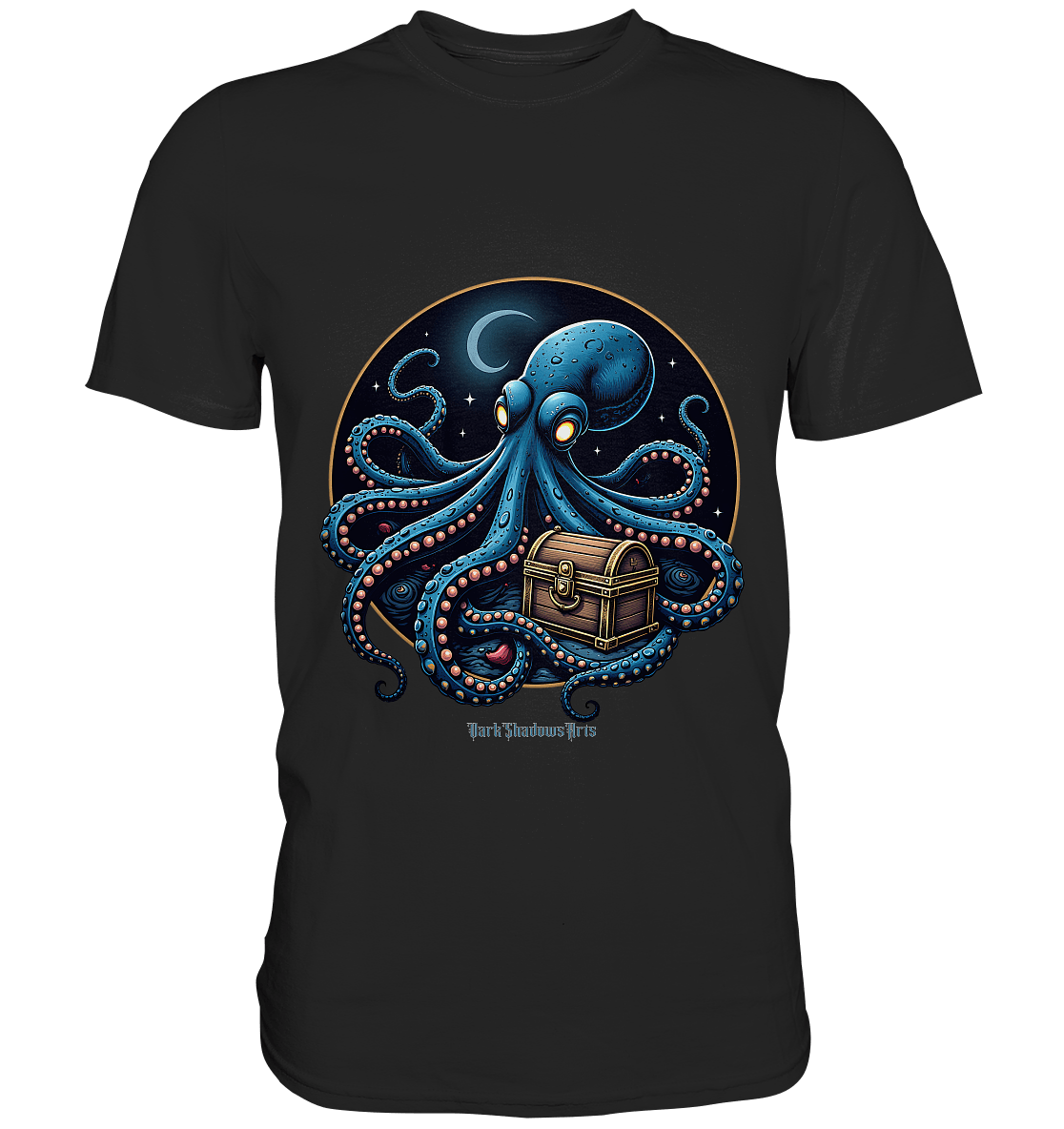 Majestätischer Tintenfisch – Hüter der Schatzkiste - Premium Shirt | Unisex - Shirts | Dark Shadows Arts