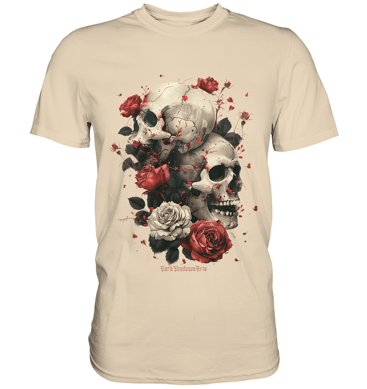 Makabre Eleganz Schädel und Rosen Kunst - Premium Shirt | Unisex - Shirts | Dark Shadows Arts