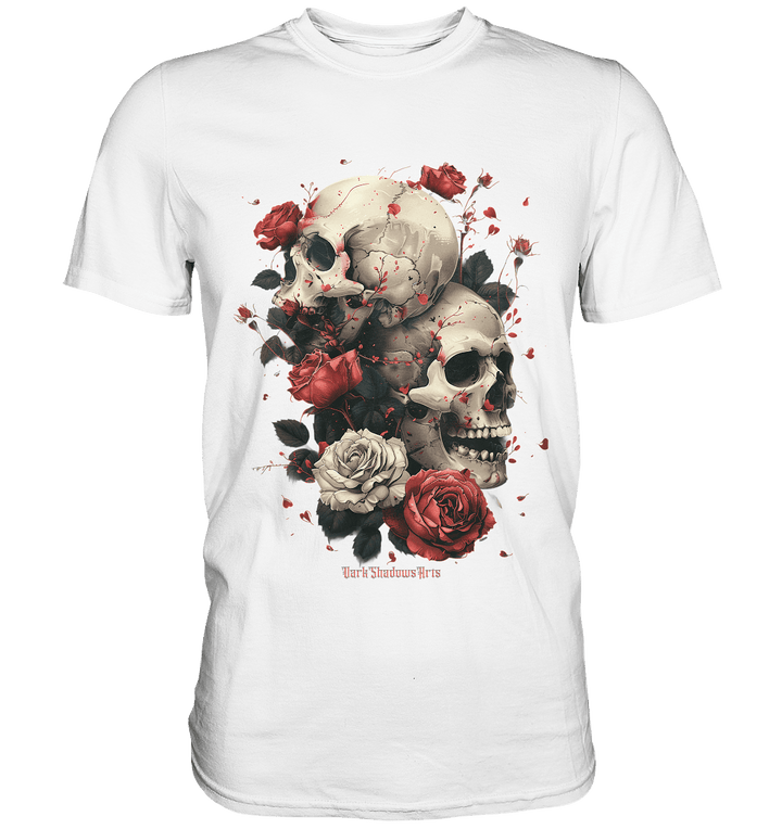 Makabre Eleganz Schädel und Rosen Kunst - Premium Shirt | Unisex - Shirts | Dark Shadows Arts
