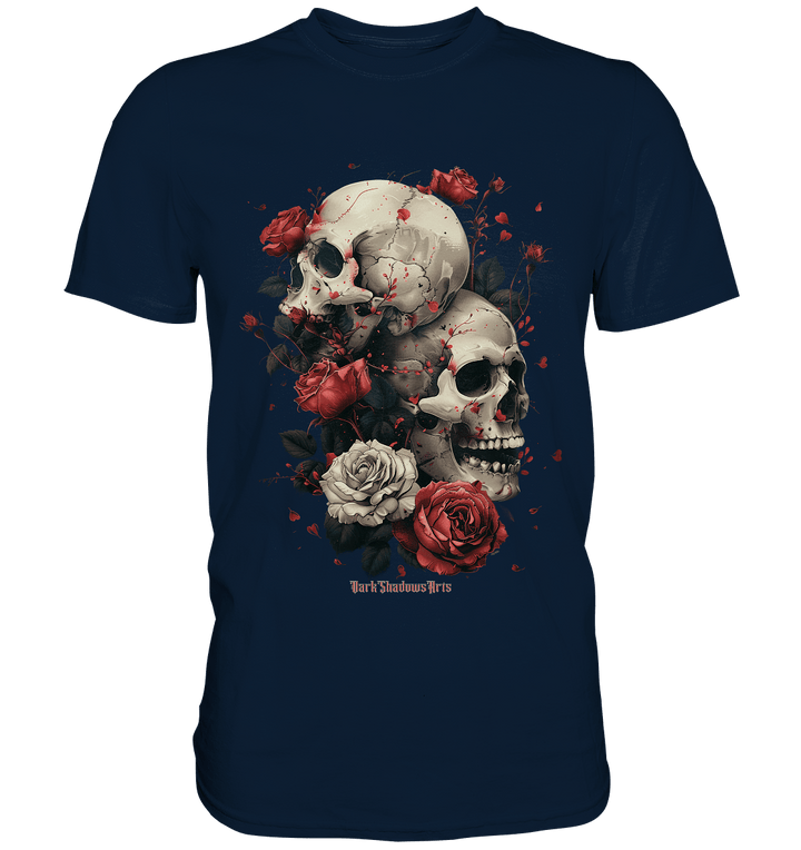 Makabre Eleganz Schädel und Rosen Kunst - Premium Shirt | Unisex - Shirts | Dark Shadows Arts