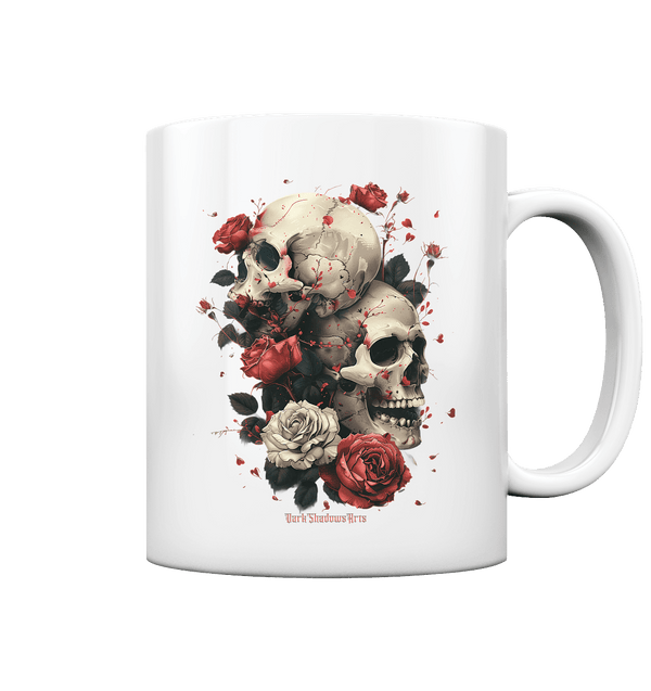 Makabre Eleganz Schädel und Rosen Kunst - Tasse glossy | Trinkgefäße | Dark Shadows Arts