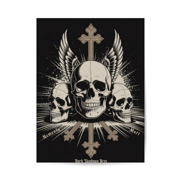 Memento Mori_ Schädel & Kreuz der Vergänglichkeit - Poster 3:4 | Poster | Dark Shadows Arts