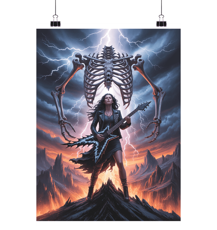 Metal Queen of the storm - Die göttliche Kriegerin der donnernden Riffs - Poster Din A1 (hoch) | Wall Art | Dark Shadows Arts