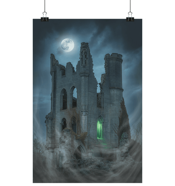 Moonlit ruins - Das Geheimnis vergangener Zeiten im Nebel des Mondlichts - Poster Din A1 (hoch) | Wall Art | Dark Shadows Arts
