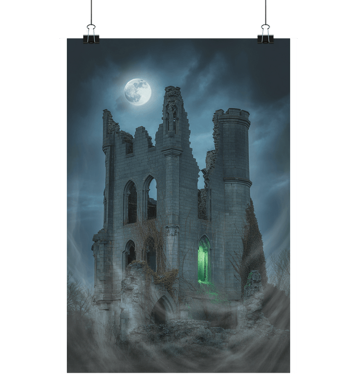 Moonlit ruins - Das Geheimnis vergangener Zeiten im Nebel des Mondlichts - Poster Din A1 (hoch) | Wall Art | Dark Shadows Arts