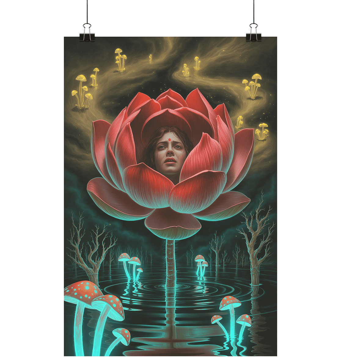 Mourning Lotus - Die düstere Eleganz der leuchtenden Blume - Poster Din A1 (hoch) | Wall Art | Dark Shadows Arts