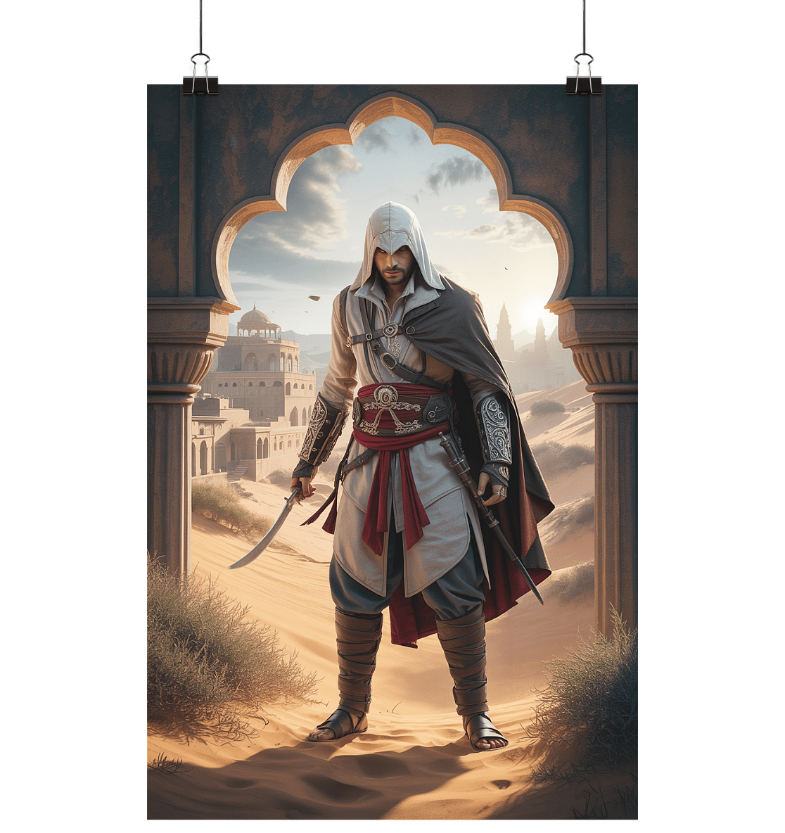 Mysterious DesertAassassin - Der unsichtbare Wächter der sandigen Nacht - Poster Din A1 (hoch) | Wall Art | Dark Shadows Arts
