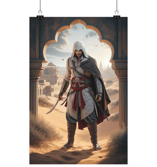 Mysterious DesertAassassin - Der unsichtbare Wächter der sandigen Nacht - Poster Din A1 (hoch) | Wall Art | Dark Shadows Arts