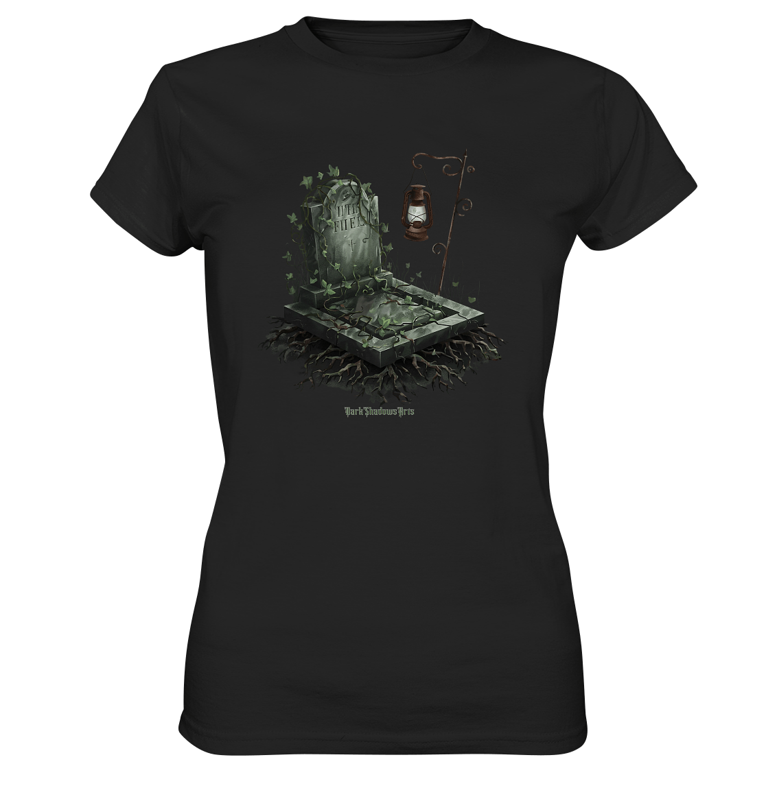 Mystische Grabstein - Illustration mit Laterne und Efeu - Ladies Premium Shirt | Lady - Shirts | Dark Shadows Arts