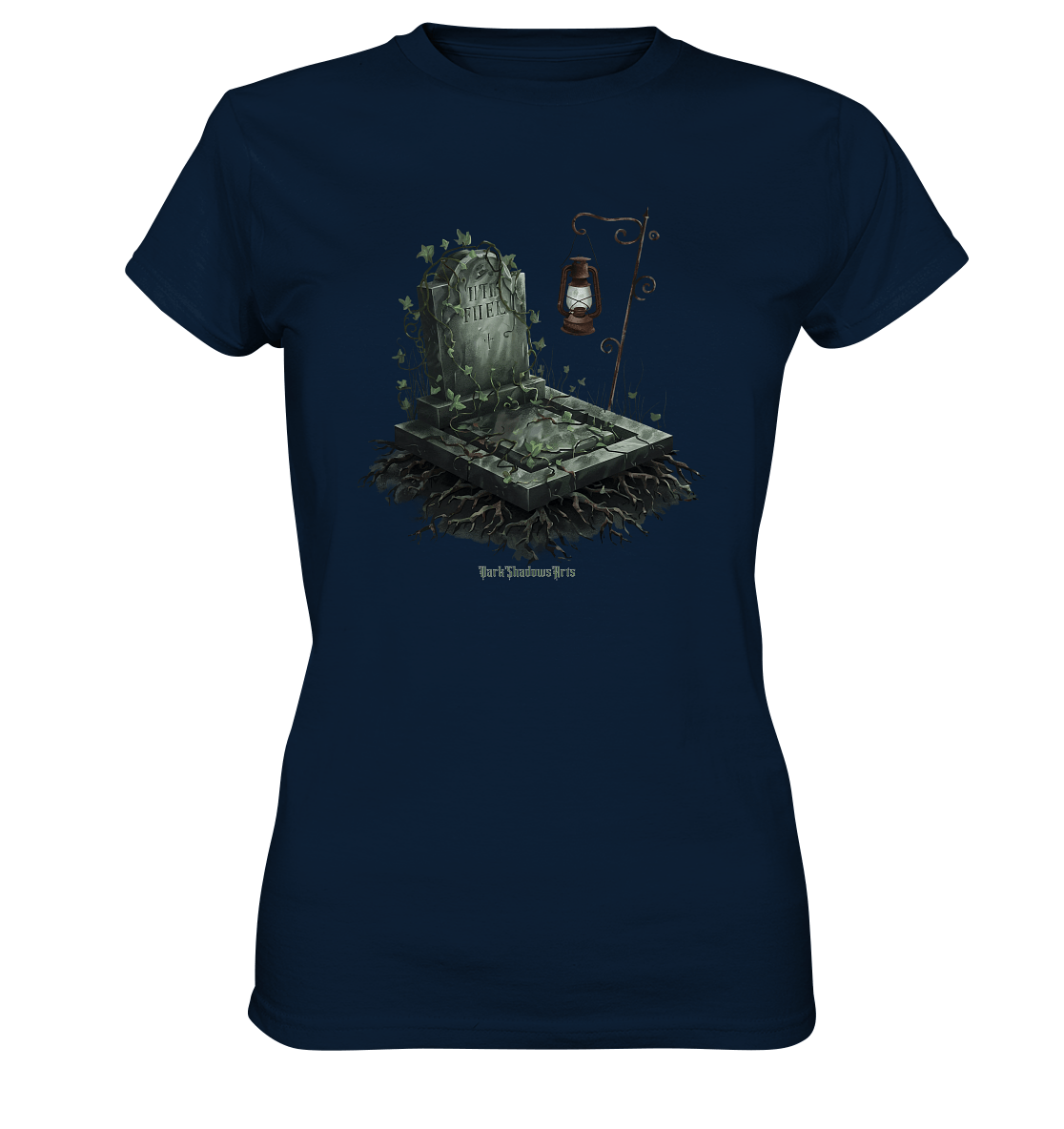 Mystische Grabstein - Illustration mit Laterne und Efeu - Ladies Premium Shirt | Lady - Shirts | Dark Shadows Arts