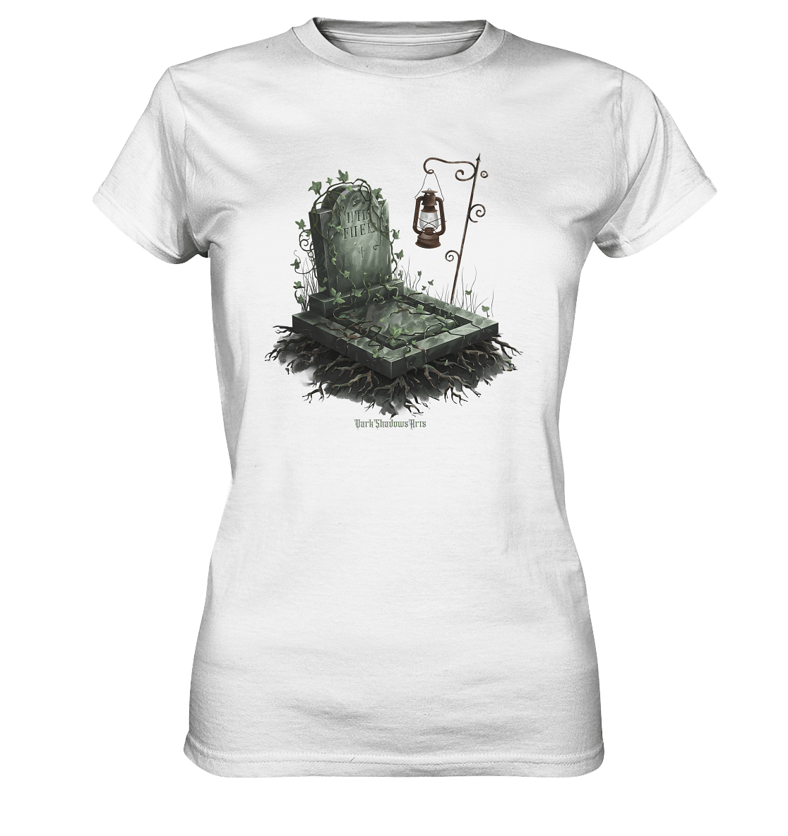 Mystische Grabstein - Illustration mit Laterne und Efeu - Ladies Premium Shirt | Lady - Shirts | Dark Shadows Arts